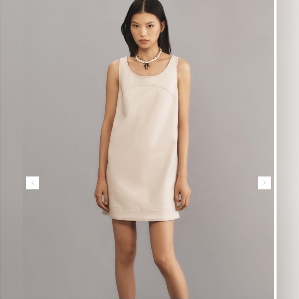 NWT Pilcro Anthropologie Cream Faux Leather Mini Dress